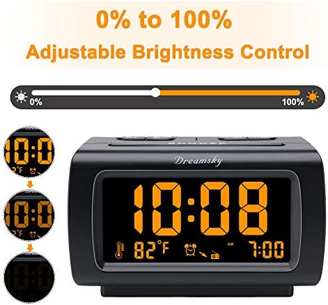 DreamSky Alarm Clock Radio for Bedrooms with Battery Backup | Large Numbers with Dimmer Wheel, USB Port, Bedside Digital FM Radio with Sleep Timer, Temperature, Adjustable Volume, Snooze - Image 5
