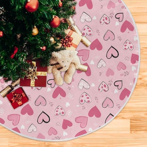 Pfrewn Valentine Tree Skirt 36" Pattern Love Heart Lovely Christmas Tree Skirts Mother's Day Xmas Mat for Holiday Festival Party Wedding Decor - Image 5