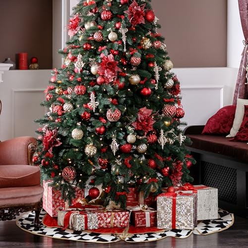 Soulchen Black and White Racing Checkerboard Chistmas Tree Skirt 52 Inch - Image 5
