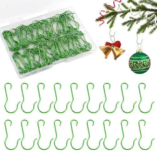 Ornament Hooks, 100 Pack Ornament Hangers for Christmas Trees, Hooks for Ornaments Christmas Tree Decorations, Green by Unknown