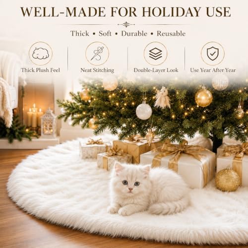 36 Inch Christmas Tree Plush Skirt Decoration for Merry Christmas Party Faux Fur Christmas Tree Skirt Decorations - Image 7