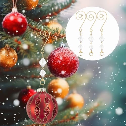 20 Pcs Christmas Ornament Hangers Tree Ornament Hooks Gold Decorative Clear Acrylic Wire S Hook with Lobster Claws Hanging Metal Wire Crystal Jeweled Swirl for Xmas Tree Home Decoration - Image 4
