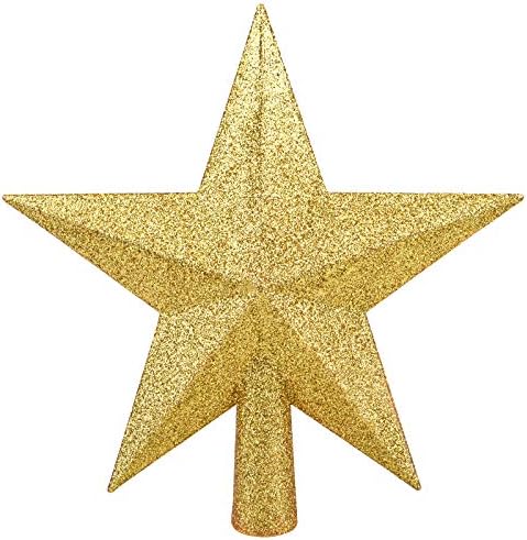 8 Inches Christmas Tree Top Crown Glitter Star Decoration (Golden) by Livder