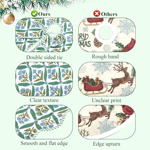 Ridhi Sea Green Hand Block Print Cotton Christmas Tree Skirt 60 Inch - Image 5