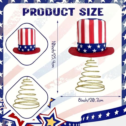 4th of July Tree Topper, Top Hat Christmas Tree Topper, Independence Day Tree Ornaments Christmas Tree Decor for Holiday Xmas Party Home (4th of July, One Size) - Image 6