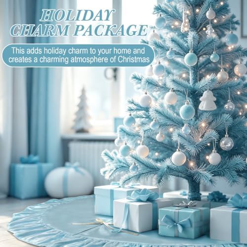 48 Inches Velvet Halloween Tree Skirt Decorations Haze Blue Luxury Xmas Fur Plush Skirts for Halloween Merry Christmas Party Rustic Vintage Holiday Home Winter - Image 6