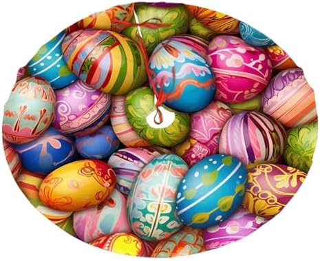 Christmas Tree Skirt, Colorful Easter Eggs Easter Spring Holiday Xmas Large Tree Mat, Party Decorations 30" inches by Mount+Hour
