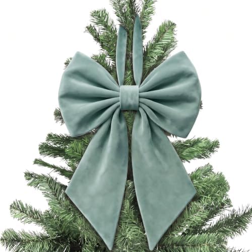 Janinka Sage Green Christmas Tree Topper Bow 22" Big,Velvet by Janinka