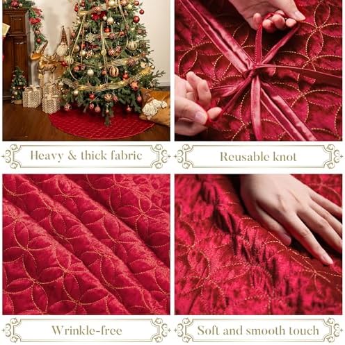Valery Madelyn 48 Inch Red Christmas Tree Skirt for Tree Decorations - Image 2
