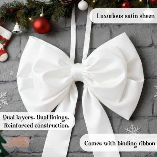 Giant White Bow Decor 75x19 Inch Christmas Tree Topper Decoration Big Bows for Home Coquette Room Decor Room Wall Backdrop Ribbon Tie for Wedding Christmas Birthday Party Baby Shower Supplies - Image 6