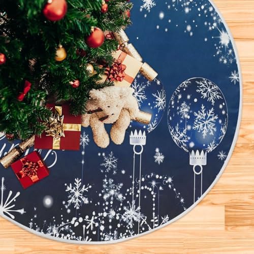Blue Christmas Balls Baubles Christmas Tree Skirt Large Xmas Tree Skirts Decorations 48 in Burlap Tree Mat Cover for 4 ft Trees Holiday Party - Image 5