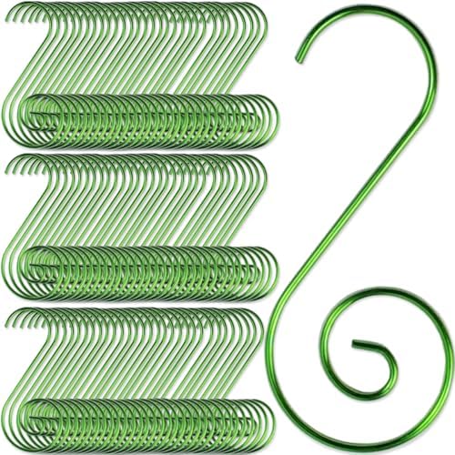 TIHOOD 200PCS 2inch Ornament Hooks, Christmas Ornament Hangers, Christmas Tree Hanger Baubles Ball Metal Hooks Xmas Decoration S Hooks (Green) by Tihood