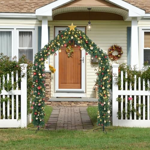 Outvita Christmas Archway Decoration, 8.5ft Artificial Tree Stand with Roof Top, Background Stand for Outdoor Indoor Room Festival Decoration by Outvita