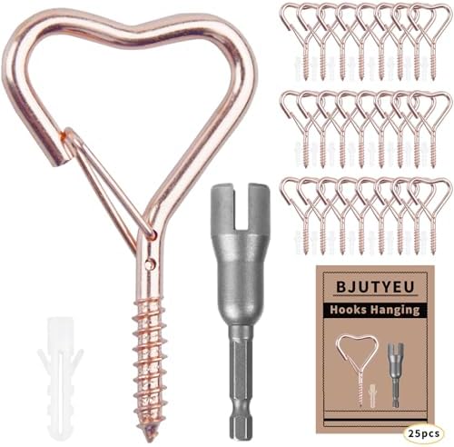 25 Pack Heart Shaped Screw Hooks for Hanging Plants, Ceiling Hooks by BJUTYEU
