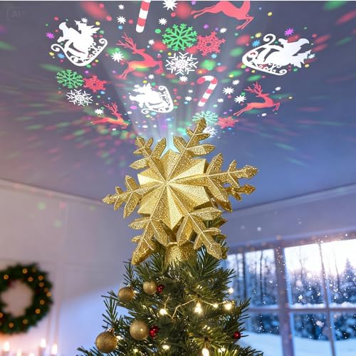 DG-Direct Rotating Christmas Tree Topper with 6 Projection Patterns, Gold by DG-Direct