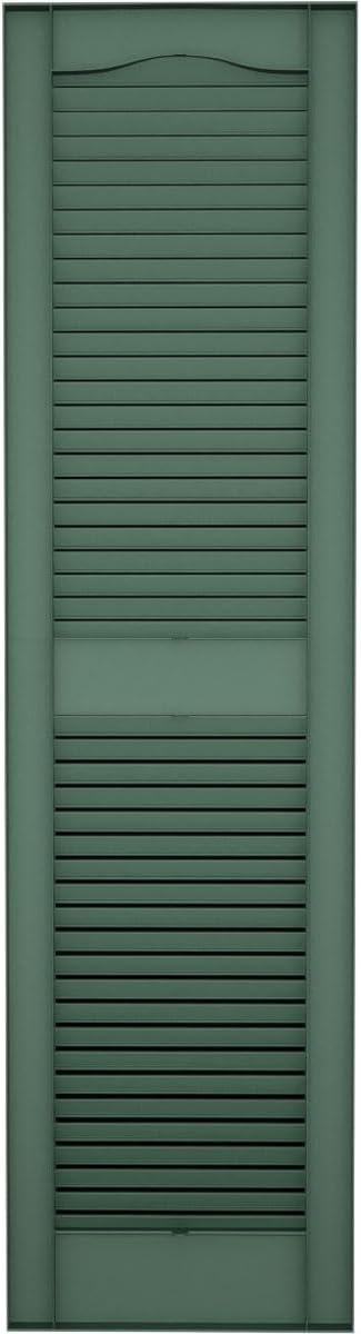 Ekena Millwork Lifetime Vinyl LL1S14X07200FG Standard Cathedral Top Center Mullion, Open Louver Vinyl Shutters, w/Installation Shutter-Lok's & Matching Screws (Per Pair), 14.5"W x 72"H, Forest Green