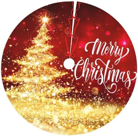 Christmas Tree Skirt Glitter Red Gold Christmas Tree 48 Inch for Xmas New Year Nightmare Before Christmas Decorations Lobby Home by DADABULIU