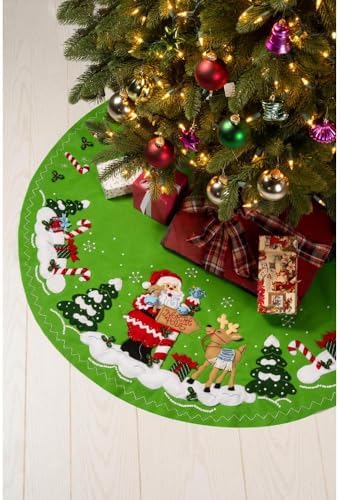 Bucilla, Felt Applique 43" Tree Skirt Kit, North Pole This Way, Perfect for DIY Arts and Crafts - Image 2