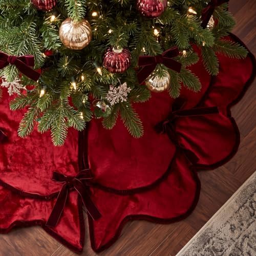 Soulchen Burgundy Red Bow Christmas Tree Skirt 36 Inches - Image 5