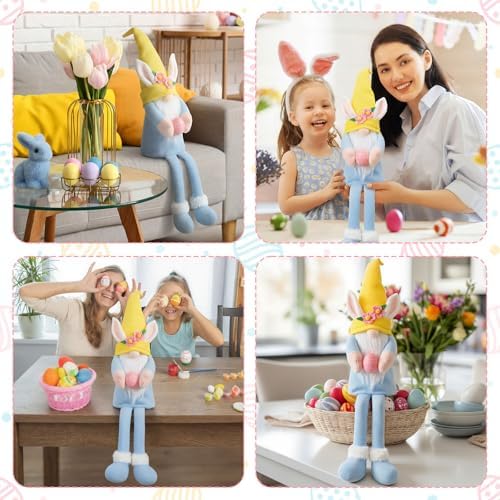 Soulchen 21 Inch Large Easter Bunny Tree Topper Decoration Plush Gnomes with Bunny Ears & Hugged Egg Cute Spring Tree Ornaments for Basket Stuffers Easter Home Decor Party Supplies - Image 4