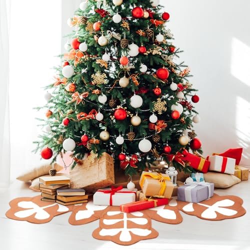 48 Inch Gingerbread Snowflake Christmas Tree Skirt Farmhouse Christmas Tree mat for Xmas Gingerbread Decorations Holiday Party Ornaments - Image 7