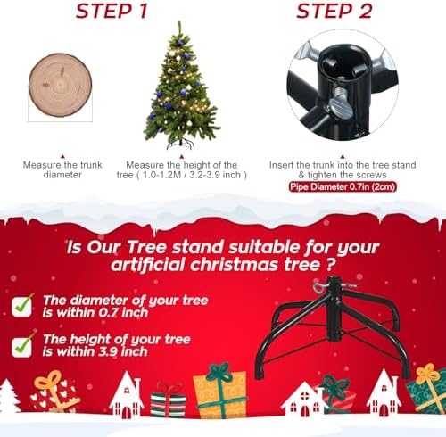 DOITOOL Metal Christmas Tree Stand Base, Artificial Christmas Tree Stand Replacement for Artificial Trees (Black???0.7 in Diameter - Image 3