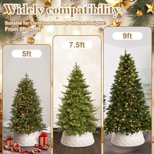 NIBESSER Knit Christmas Tree Collar White 30 Inches Ivory Tree Skirt Ring Tree Basket Plastics Sheets with Collar Cover Holiday Home Party Christmas Tree Decoration Xmas Ornaments - Image 4