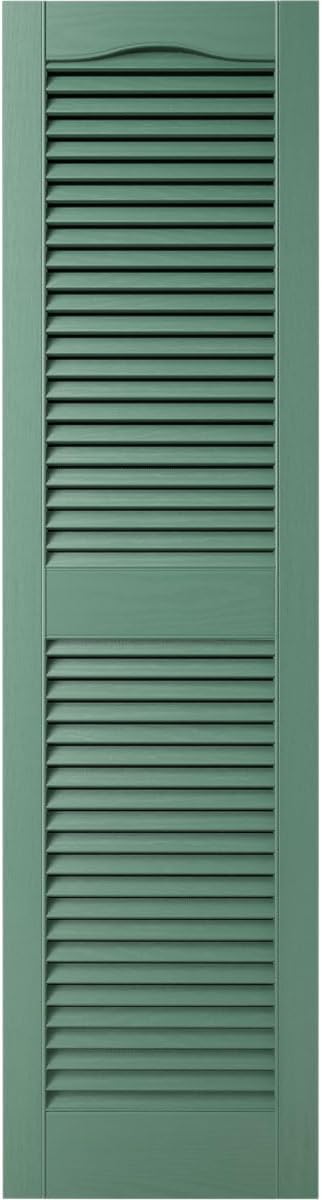 Ekena Millwork Lifetime Vinyl LL1S14X07200FG Standard Cathedral Top Center Mullion, Open Louver Vinyl Shutters, w/Installation Shutter-Lok's & Matching Screws (Per Pair), 14.5"W x 72"H, Forest Green