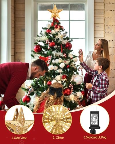 Brightown Christmas Star Tree Topper with Snowflake Projector Lights - Image 5