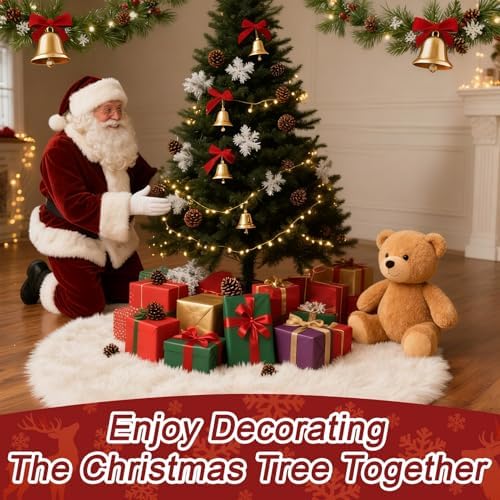 RAINFLOW 36" White Christmas Tree Skirt - Faux Fur Holiday Decor - Image 5