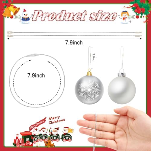 FEBSNOW 500Pcs Christmas Ornament Hangers, Silver Hanging String with Snap - Image 2