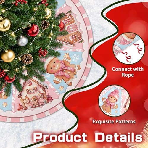 Pink Gingerbread Man Christmas 36in Tree Skirt - Image 6