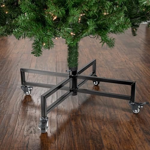 Black Metal Rolling Artificial Christmas Tree Stand - for 6' - 9' Trees - Image 2
