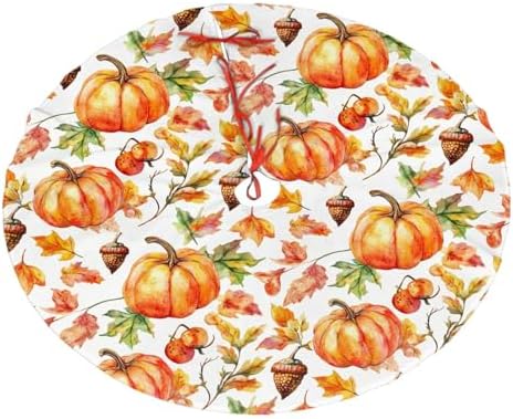 Christmas Tree Skirt, Fall Pumpkins Nuts Thanksgiving Xmas Large Tree Mat, New Year Festive Holiday Party Decorations 30" inches by Mount+Hour