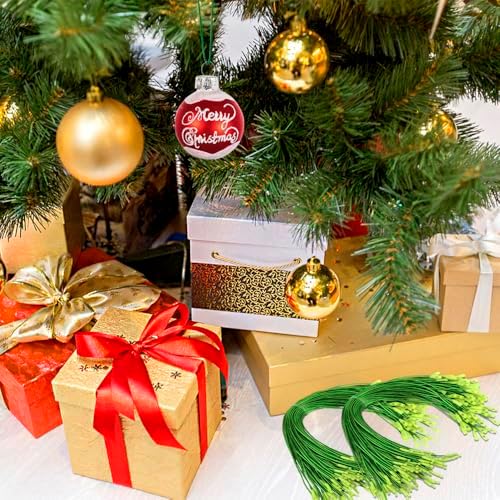Christmas Hooks for Ornaments, 200 PCS Green Christmas Ornament String Ribbon Hangers with Snap Hanging Ropes Hooks Cords Locking Xmas Holiday Tree Decorations Toddler Proof Adjustable Pendant - Image 2