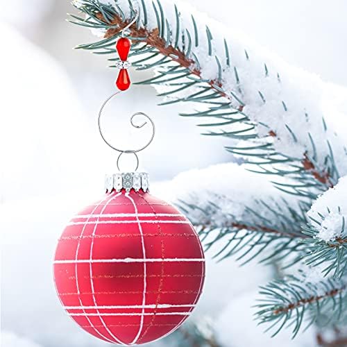 Ripeng 36 Pieces Hook Ornament Acrylic Wire Hook Decoration for Tree Hanger, Home Decor, 4 Styles (Silver,Transparent Bead) - Image 3