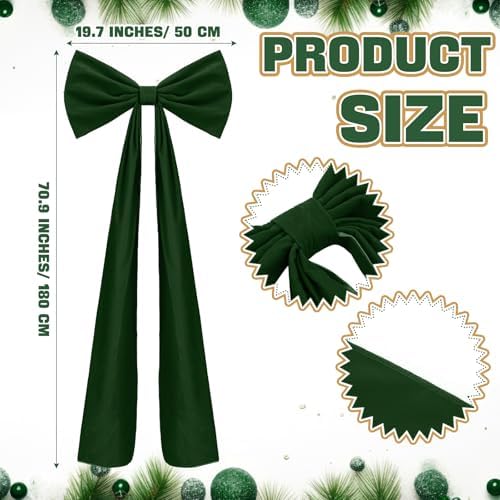 Knitgrip 1 Pack 20x71 in Christmas Large Velvet Bows, Dark Green - Image 2