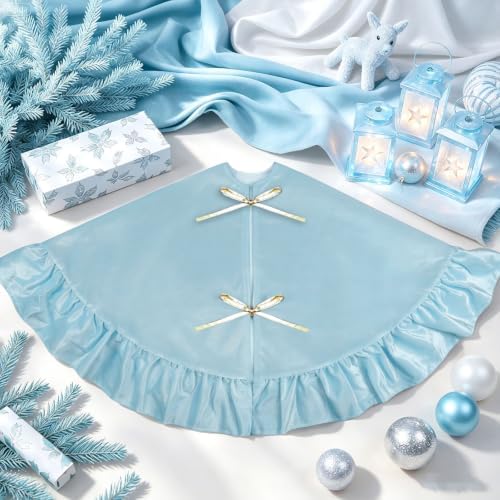 48 Inches Velvet Halloween Tree Skirt Decorations Haze Blue Luxury Xmas Fur Plush Skirts for Halloween Merry Christmas Party Rustic Vintage Holiday Home Winter - Image 5
