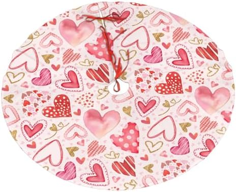 Valentines Love Hearts Christmas Tree Skirt 36" for Xmas Halloween New Year Holiday Party Home Tree Mat Decor Ornaments Decoration by Majoug