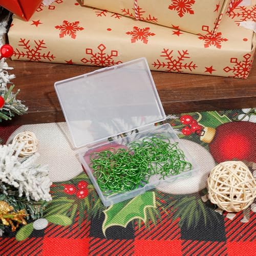 Christmas Ornament Hooks - 100PCS Green Hangers for Christmas Tree Decorations With Storage Box - Image 5