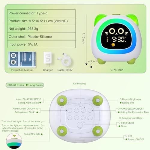 ANALOI Alarm Clock for Kids, Ok to Wake Clock for Girls, Sleep Training - Image 6