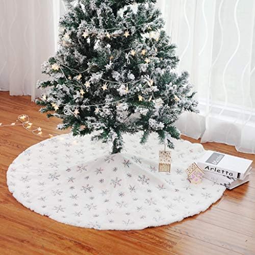 Christmas Tree Skirt 30/36/49 inches Xmas White Tree Skirts Snowflake Embroidery for Christmas Decorations Holiday Party 198 Silver 120 - Image 5