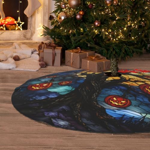 Halloween Pumpkin Tree Fall 30 36 48 Inch Christmas Tree Skirt Carpet Mat Funny Party Decor Supplies for Xmas Halloween Decorations Occasion - Image 6
