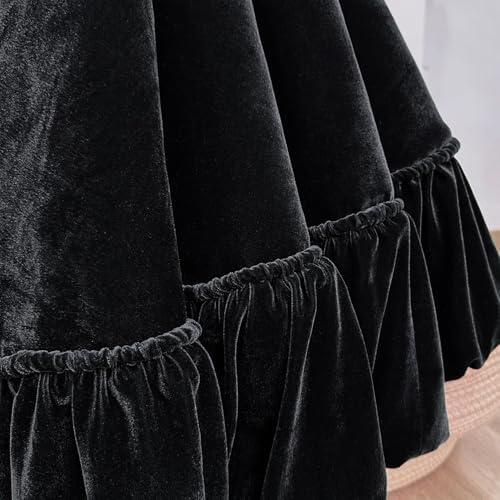 Ruffled Velvet Christmas Tree Skirt with Foam Padding, Nylon Backing and Lace-Up Tie Closure (Black, 84-Inch) - Image 6