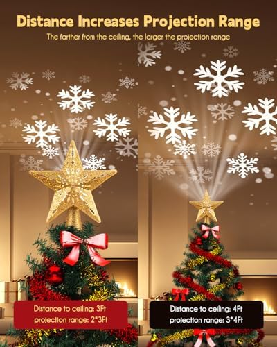 Brightown Christmas Star Tree Topper with Snowflake Projector Lights - Image 2