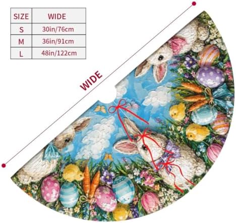 Easter Bunny Christmas Tree Skirt Tree Mat for Xmas Holiday Party Decorations Indoor Outdoor 36 Inch - Image 5