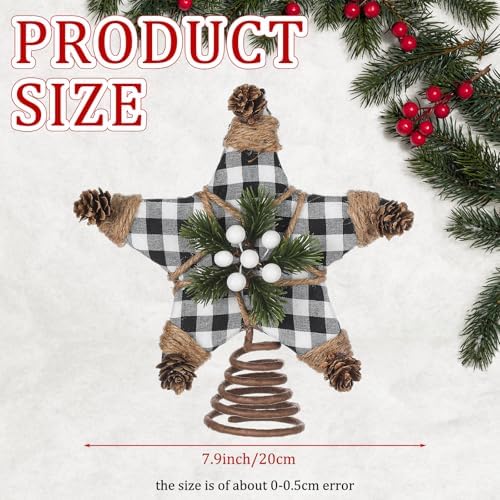 Lenwen Christmas Tree Topper Star 7.9 Inch Buffalo Plaid Star Topper - Image 2