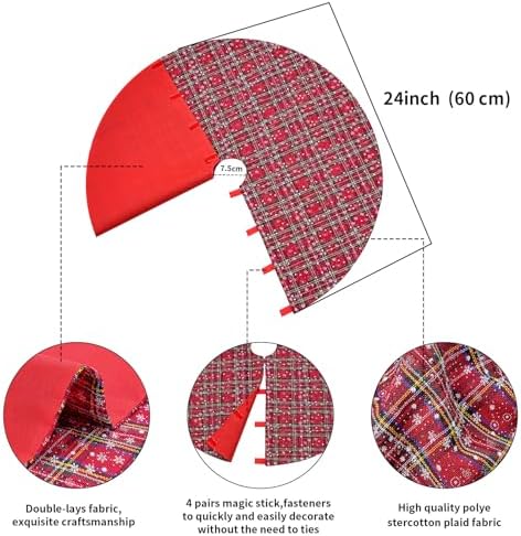 Buffalo Plaid Tree Skirt Snowflake Mini 24 Inch Christmas Tree Skirt - Image 3