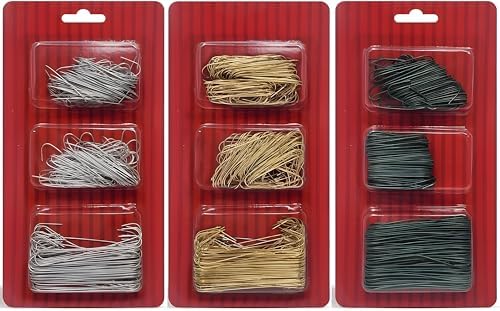 Bexter 900 Count Ornament Hooks ?€? Silver, Green & Gold Assorted Set | 2 Sizes (1.25?€? & 2.5?€?) | Christmas Tree Hanging Hooks for Baubles, Ornaments & Holiday Decorations by Bexter