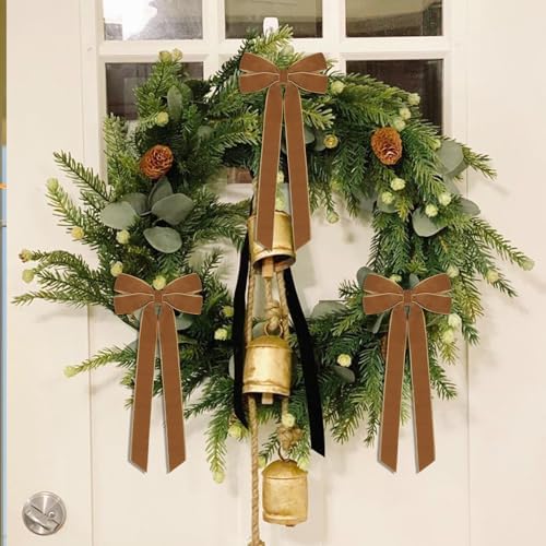 Hongsome 12Pcs Vintage Velvet Ribbon Bows Christmas Tree Decorations,5in x 10in Brown Xmas Ornaments for Tree Home Party Front Door Wreath Holiday Decor - Image 6